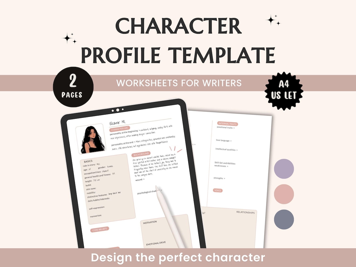 Character Profile Sheet Character Trait Planner Template Novel Plot ...