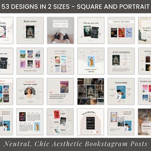 Plantilla de Bookstagram para Instagram Bookish Beige Bookstagram Canva Publicación en redes sociales para amantes de los libros Lectura de libros Reseña Autor Escritor Marketing de IG imagen 2