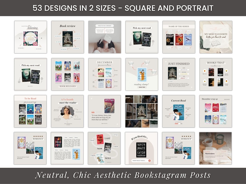 Plantilla de Bookstagram para Instagram Bookish Beige Bookstagram Canva Publicación en redes sociales para amantes de los libros Lectura de libros Reseña Autor Escritor Marketing de IG imagen 2