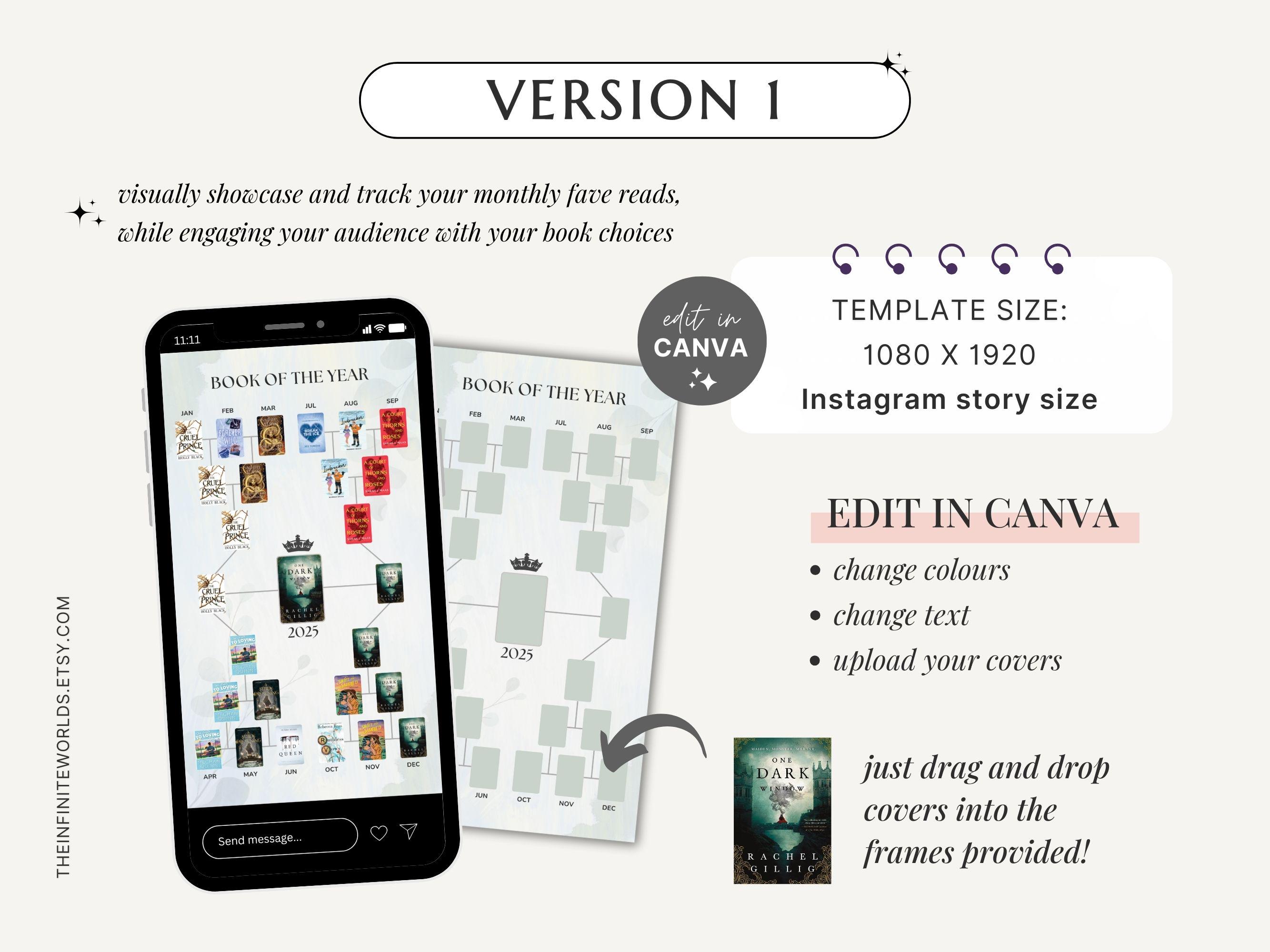 Book Bracket Template 2025 Bookstagram Monthly Reading Tracker Canva