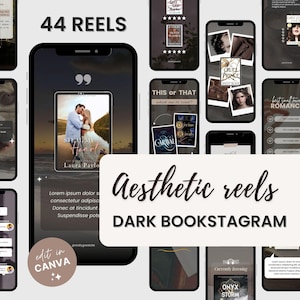Bookstagram Reels Template Bookish Social Media Bookstagram Dark Aesthetic Reels Video Instagram Canva Author Book Marketing TikTok Content