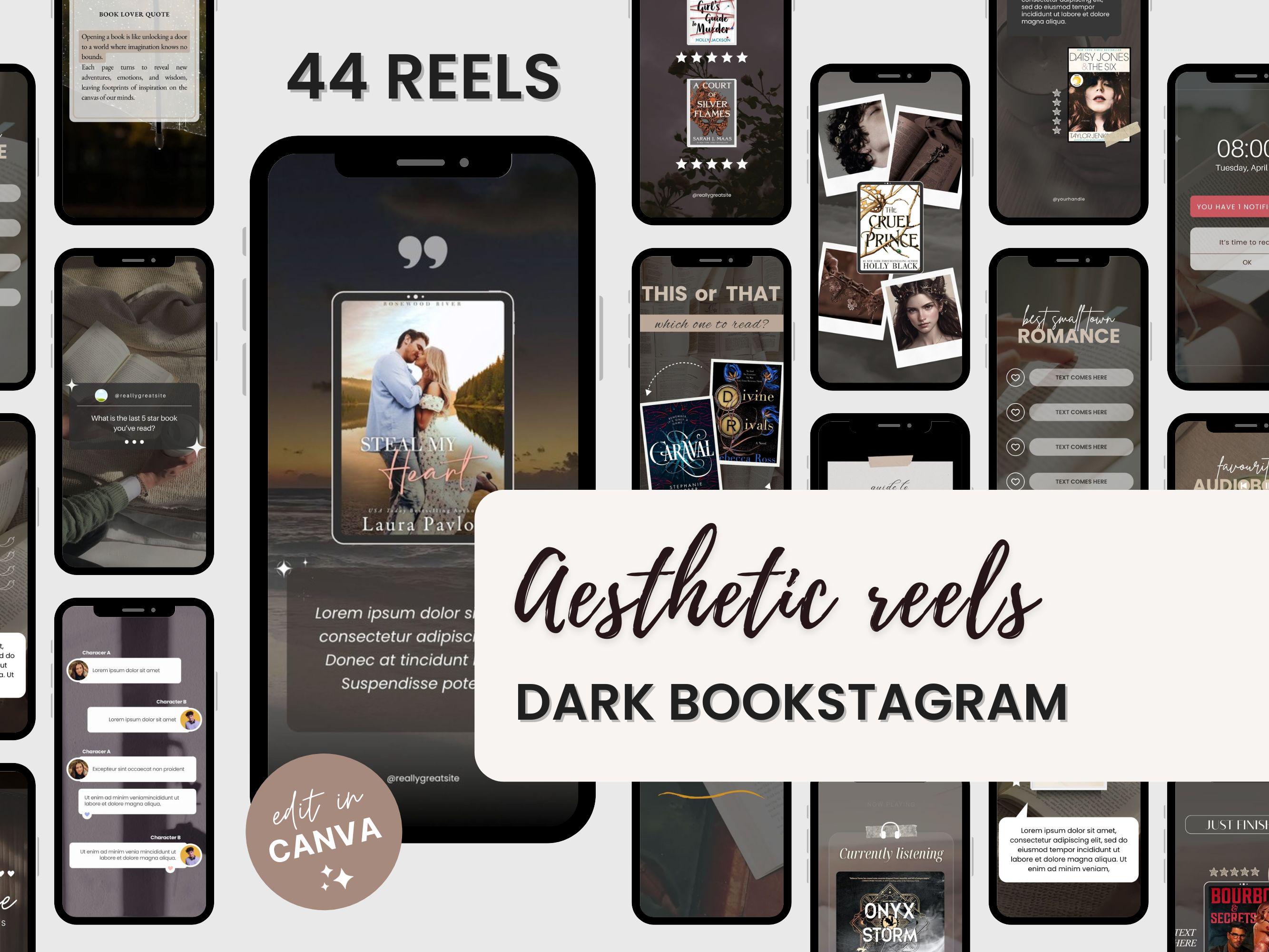 Bookstagram Reels Template Bookish Social Media Bookstagram Dark Aesthetic Reels Video Instagram ...