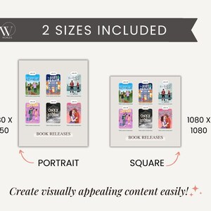 Puede incluir: Dos maquetas de un gr&aacute;fico de redes sociales que muestra portadas de libros para una serie de libros. El gr&aacute;fico est&aacute; etiquetado como "Book Releases" y est&aacute; disponible en formatos retrato y cuadrado. El formato retrato es de 1080 x 1350 p&iacute;xeles y el formato cuadrado es de 1080 x 1080 p&iacute;xeles.
