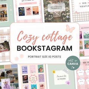 Modello Cottagecore Bookstagram Post Instagram Bookish Canva Cozy Book Trope Recensione Modello social media Lettore Instagram Autore Marketing