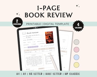 Book Review Template Reading Journal Book Review Page Book Club Review Book Log Reading Tracker Printable Digital Reading Review Goodnotes