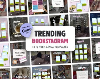 Plantillas de Bookstagram Canva Paquete de carrusel de Instagram de tendencia Lector de romance literario viral Reseña de libros Autor Contenido para redes sociales