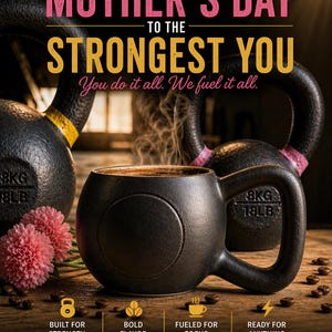 Happy Mother’s Day! Perfect gift to show appreciation for a strong mother, resembles a kettlebell! 20 oz handmade ceramic pottery mug