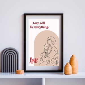 Minimalist Couple Line Art Print: Romantic Anniversary Decor (Digital Download)