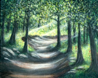 Shady Forest Path Painting, inspired by the woods around me.
