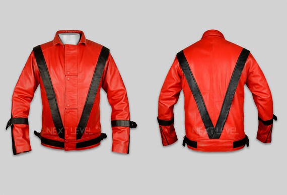 Michael Jackson Red Jacket MJ Thriller Leather Jacket, 80s Style Retro Costume