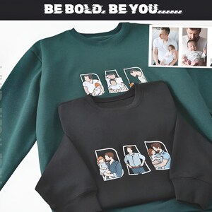 Custom Portrait Sweatshirt, Embroidered Dad Hoodie with Kid Portrait, Father Portrait Hoodie from Your Photo, Father&#39;s Day Gift, Papa Hoodie