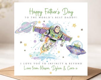 Father's Day Card, Toy Story Card Love you to infinity and Beyond, Best Daddy in the World, Buzz Lightyear Card #25(c)