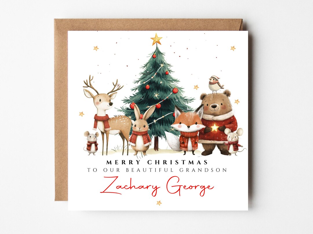 Personalised Woodland Animals Christmas Card | First Christmas Keepsake ...