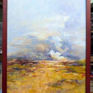 Original landscape oil painting with frame