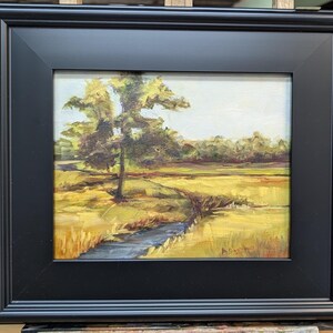 Framed landscape original oil painting