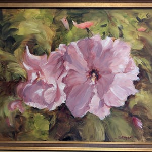 Rose of Sharon, original framed oil painting