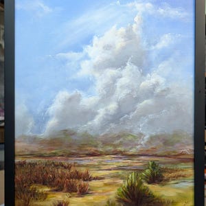 Original landscape oil painting with frame