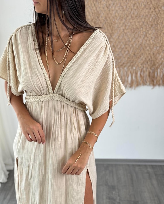 knit boho dress Warm Knit Turtleneck Sweater Dress Boho Winter Short Length Dress