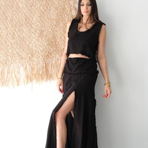 Boho Two-Piece Set: Organic Cotton Maxi Skirt & Top - Beach Cover-Up
