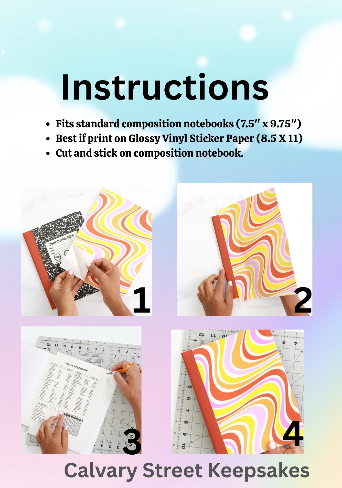 Notebook Cover Compisition Composition Notebook Covers – Set of 6 | Digital Download - Canva PRO ...