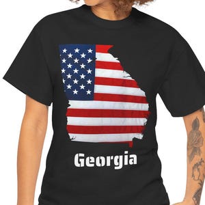 Maglietta con bandiera della Georgia USA: maglietta patriottica in cotone pesante
