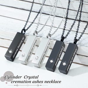 Personalized Urn Necklace for Ashes for Men Women; Cremation Jewelry for Ashes; Stainless Steel; Small Keepsake Pendant for Human Ashes