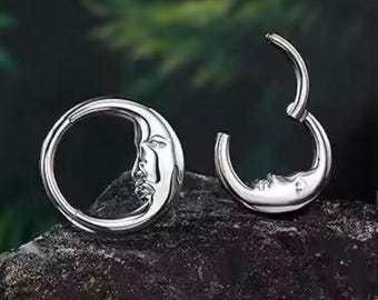 Moon-Shaped Septum Ring; Celestial Style to showcase your flair; Titanium Alloy Nose Ring; Moon Ornaments size 10 & 8 mm