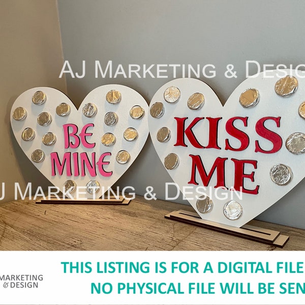 DIGITAL FILE  Valentine's Hershey Kiss Hearts | Glowforge | Omtech | Digital Laser Cut SVG File | Sanitizer | Heart | Valentine's Day