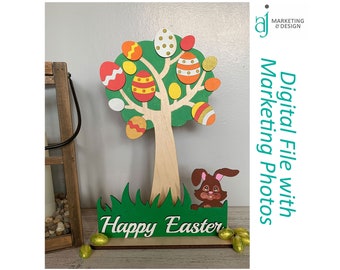 DIGITAL FILE Easter Egg Tree | Glowforge | Marketing Photos Included | Digital Laser Cut SVG File | Home Decor