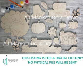 Thanksgiving Paint Your Own Kit SVG | Laser Cut File (Digital File)