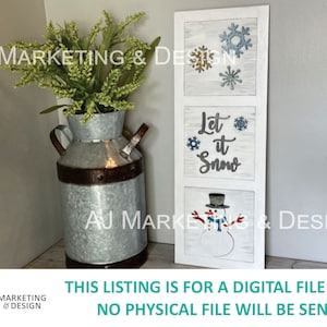 DIGITAL FILE Let it Snow Tiered Tray Ladder | Interchangeable Sign | Holiday Decorations | Leaning Ladder with Inserts | Winter | Christmas