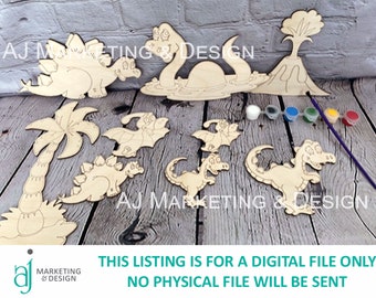 DIGITAL FILE Paint Your Own Dinosaur Kit | Glowforge | Omtech | Digital Laser Cut SVG File | Home Decor | Boy Girl | Children Birthday Craft