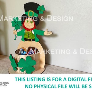 DIGITAL FILE St Patrick&#39;s Day Candy Bowl | Glowforge | Omtech | Digital Laser Cut SVG File | Leprechaun | Irish | Shamrock | St Pattys Day