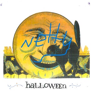 Lune d&#39;Halloween avec découpe de chats noirs terrifiés