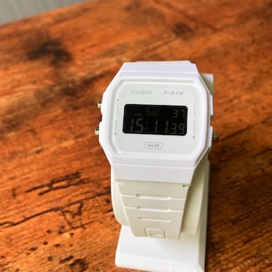 White Casio F91W Custom | Negative Display Digital Watch | Lumed Backlight Mod | Retro Aesthetic Timepiece | Gift for Him/Her