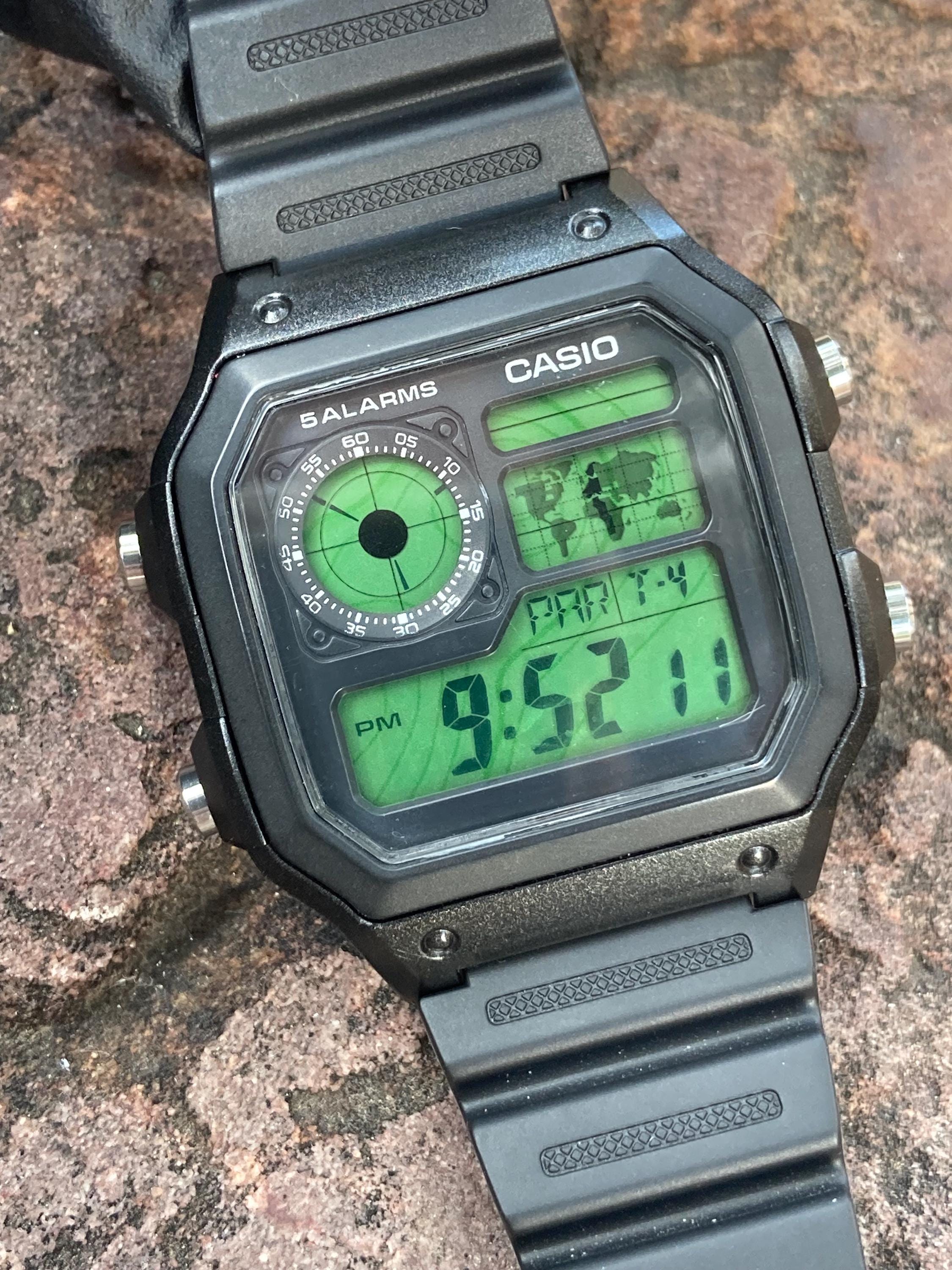 Green Topography Screen Filter for Casio AE1200 – Custom Map