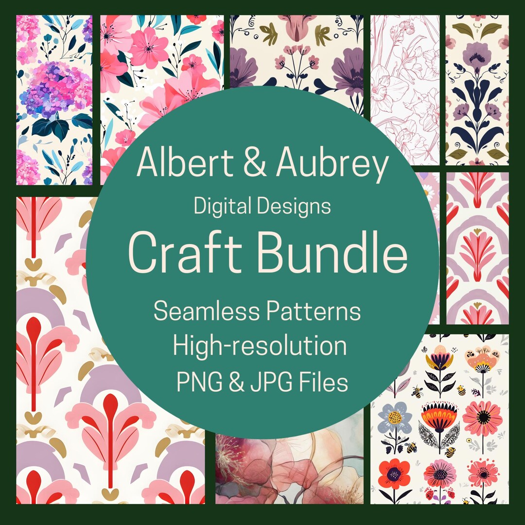 Botanical Bundle Seamless Pattern Digital Download PNG JPEG Repeating ...