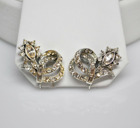 Lovely Vintage Signed Coro Rhinestone Earrings - image 1