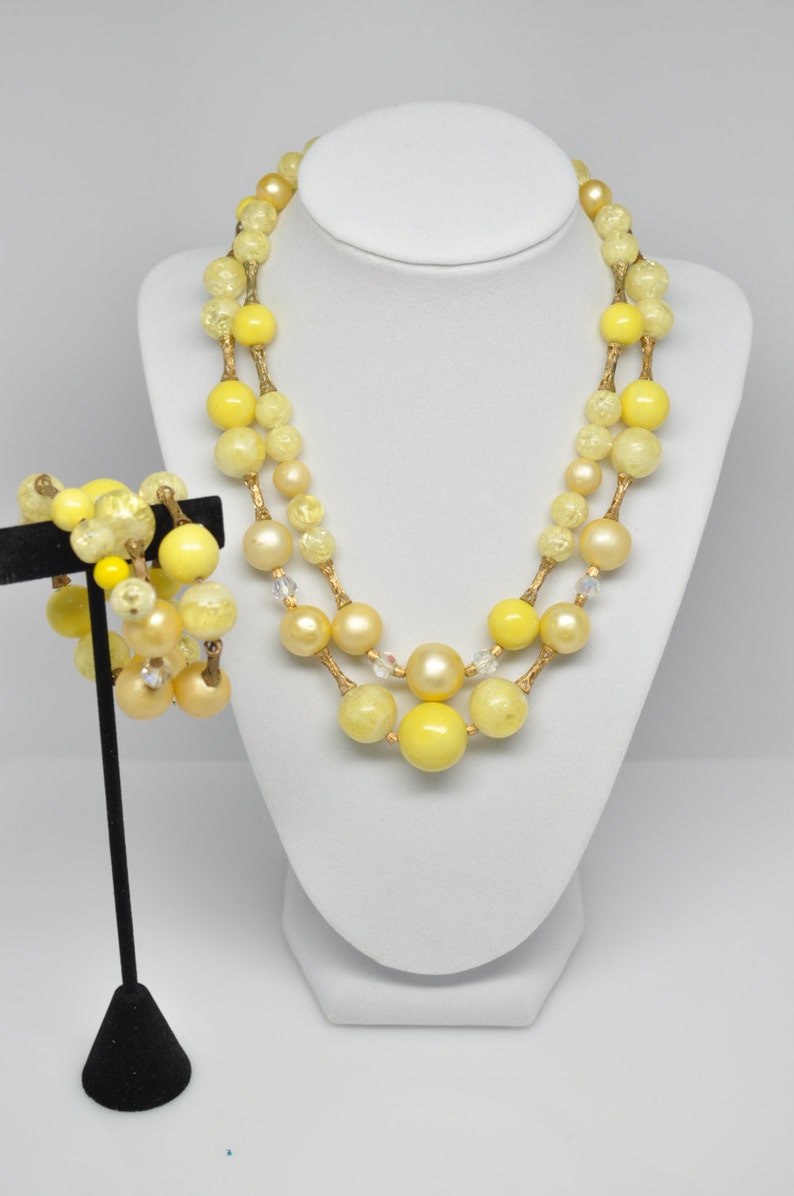 Vintage Signed CORO Citrine Lucite and Crystal AB Necklace With ...