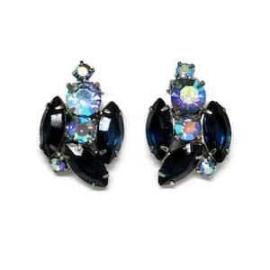 Possible D & E Juliana Montana and Light Sapphire AB Rhinestone Earrings