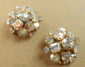 Vintage Signed CORO Crystal AB Rhinestone Scatter Pins