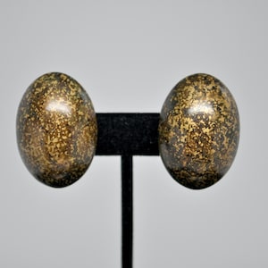 Vintage Signed NORMA JEAN Speckled Copper Puffed Clip On Earrings