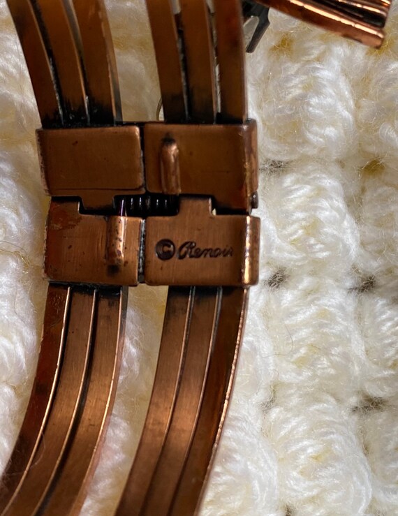 Vintage Signed RENOIR Copper Clamp Bracelet and C… - image 3