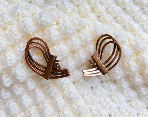 Vintage Signed RENOIR Copper Clamp Bracelet and C… - image 8