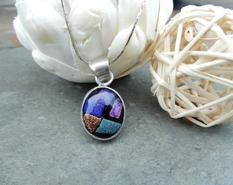 Sterling Silver Pendant with Dichroic Glass Cabachon (RK)