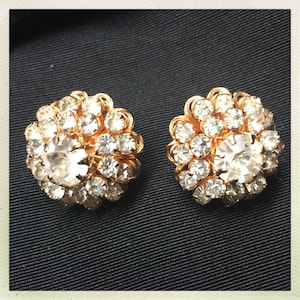 Vintage Signed VENDOME Crystal Rhinestone Clip On Earrimgs