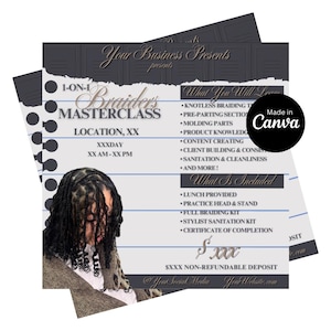 Hair Class Flyer, Lace Class Flyer, Masterclass Flyer, Lash Class Flyer, Braid Class Flyer, Hair Masterclass Flyer, 1 on 1 Masterclass Flyer