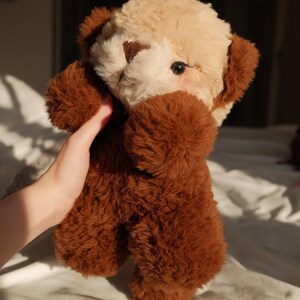 Puede incluir: Un oso de peluche con cuerpo marr&oacute;n oscuro y cabeza de color beige claro en contraste. El juguete tiene orejas peque&ntilde;as y redondeadas, una nariz cosida en marr&oacute;n oscuro y ojos oscuros. La textura del pelaje es suave y esponjosa.
