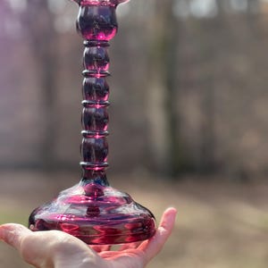 Cambridge Amethyst Glass Spindle Candlestick