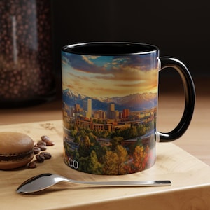 Denver Colorado Coffee Mug Design Gift For Travel Lover Tea Cup Gift For Him, Gift For Her, City Souvenir Creative Mug Colorful Design
